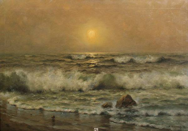 Appraisal: Nels Hagerup Norwegian American - Dawn at a Tranquil Beach