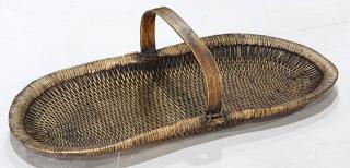 Appraisal: Large gathering basket executed in woven splint with a bent