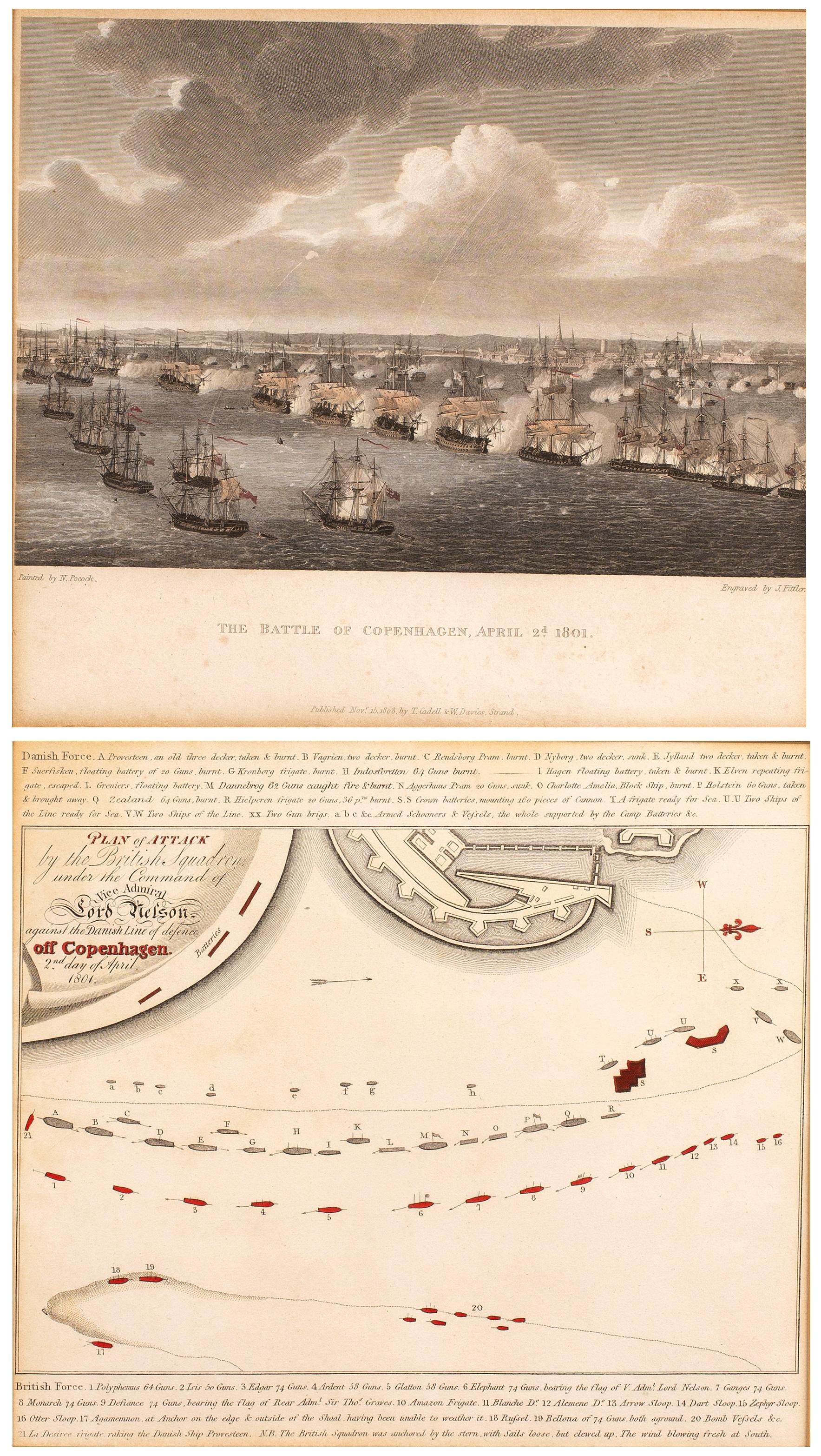 Appraisal: The Battle of Copenhagen April nd coloured engraving after the