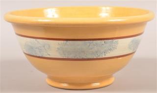 Appraisal: Blue Mocha Seedweed Yellowware Mixing Bowl - h x -