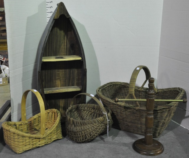 Appraisal: Three BasketsAlong with small table shelf in the shape of