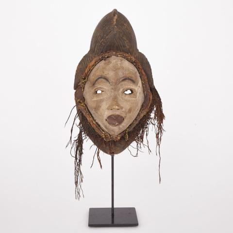 Appraisal: Punu Ocuyi Carved and Painted Wood Female Mask with fiber