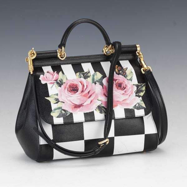 Appraisal: DOLCE GABBANA LEATHER FLORAL MISS SICILY HANDLE BAG x x