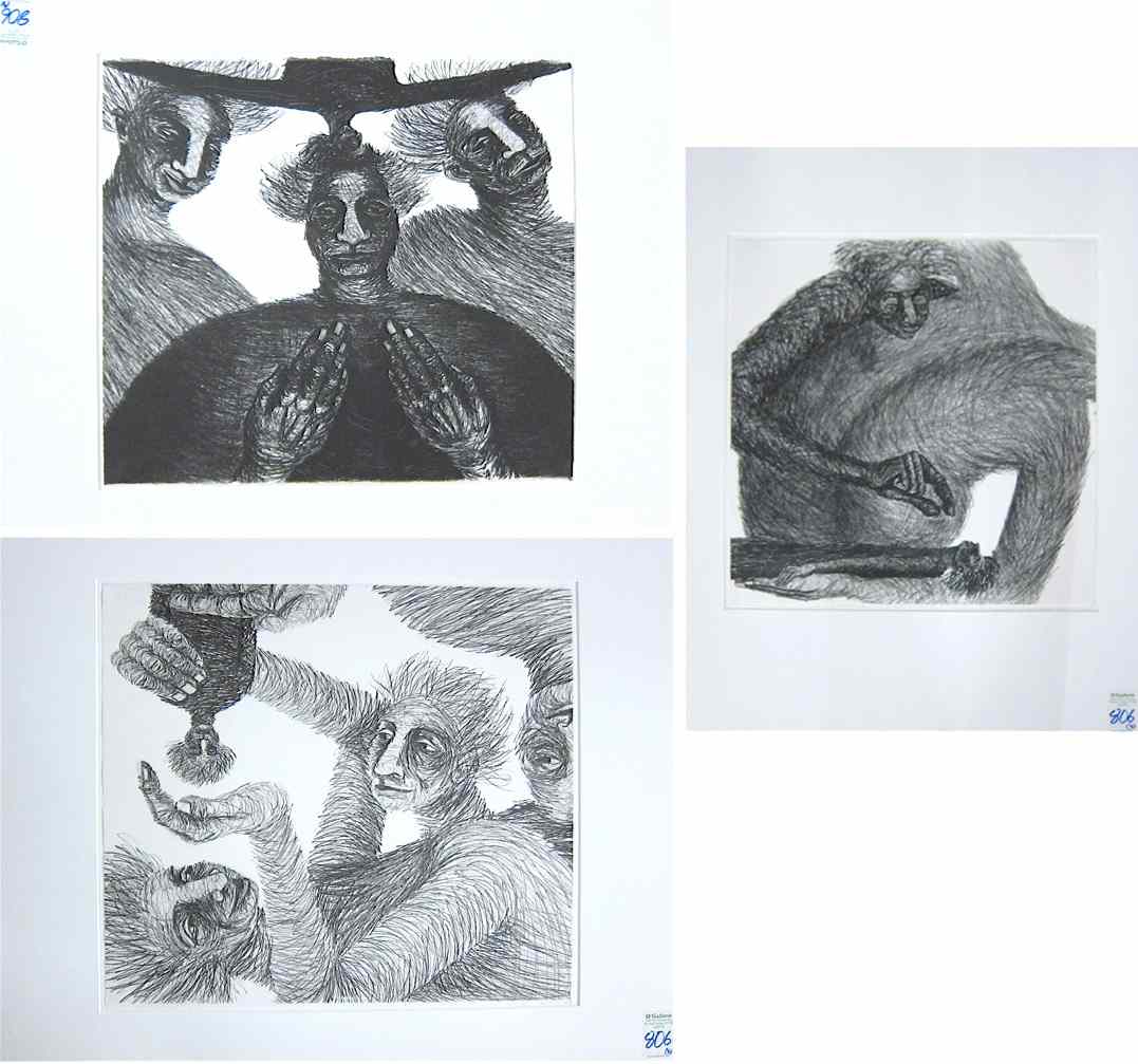 Appraisal: SABA DARAEE THREE LITHOGRAPHS Portland Oregon Hawaii th st century