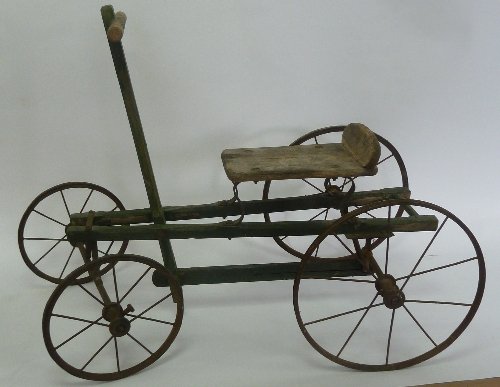 Appraisal: A child's push me pull you four-wheeled handcart cm wide