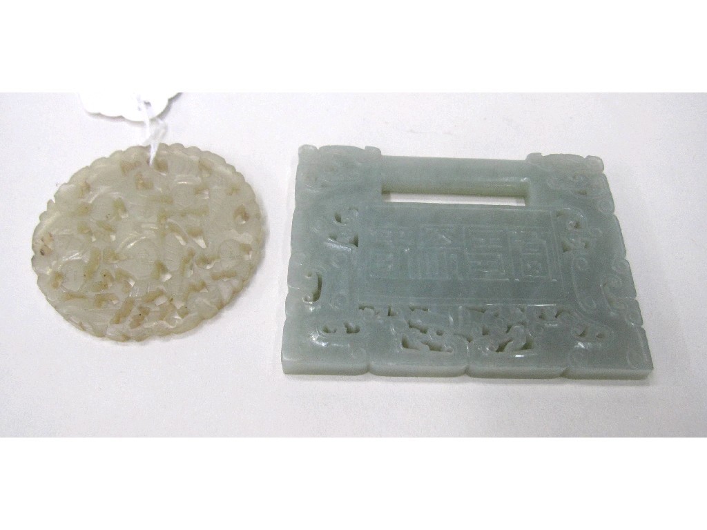 Appraisal: Lot comprising carved jade plaques