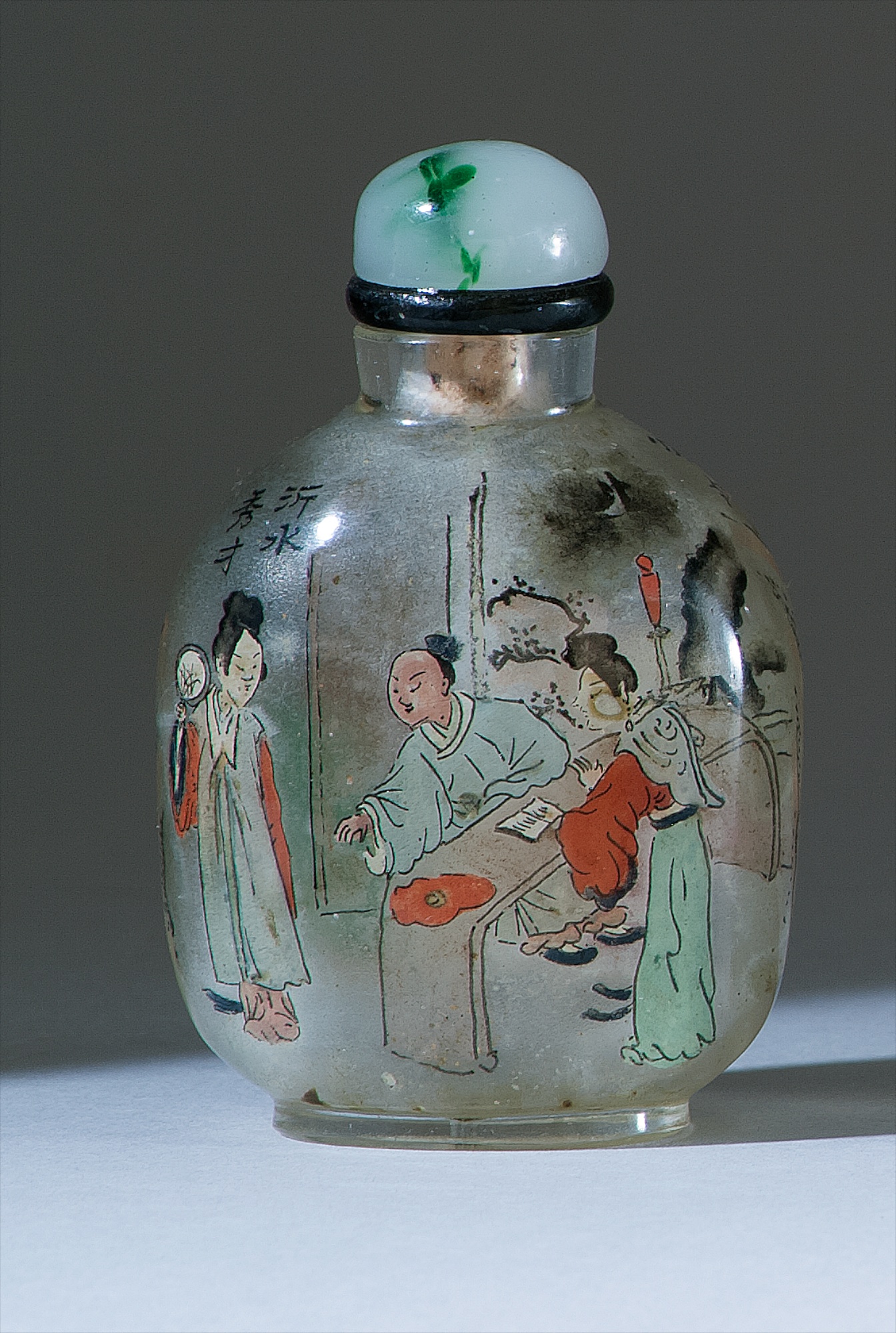 Appraisal: INTERIOR-PAINTED GLASS SNUFF BOTTLE Early th CenturyBy Yung Shou T'ien