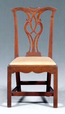 Appraisal: Chippendale walnut side chair through tenon construction pierced splat poplar