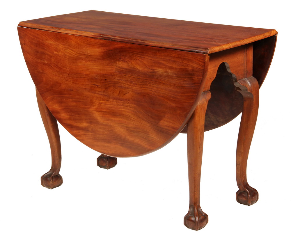 Appraisal: EARLY CHIPPENDALE DINING TABLE - Oval Mahogany Dropleaf with well-figured