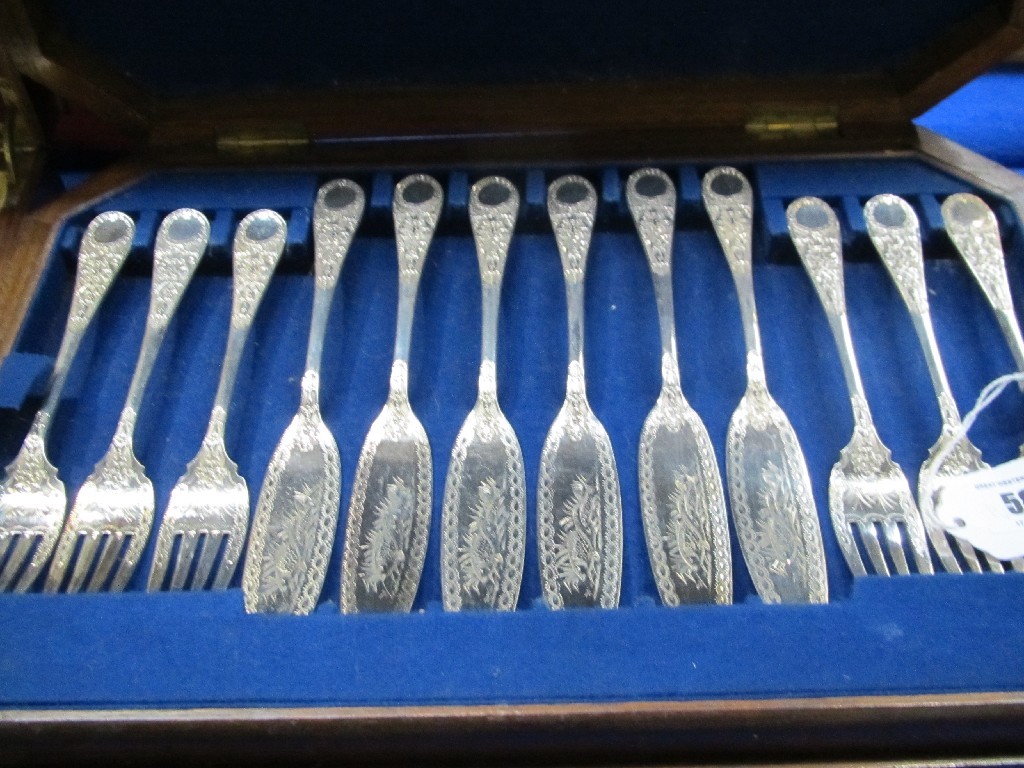 Appraisal: Cased piece EP fish cutlery set