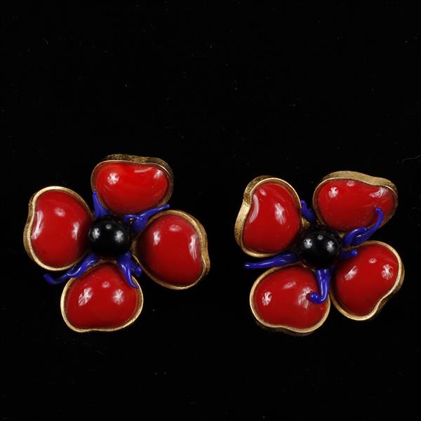 Appraisal: Jean Patou French Designer Couture poured glass flower earrings