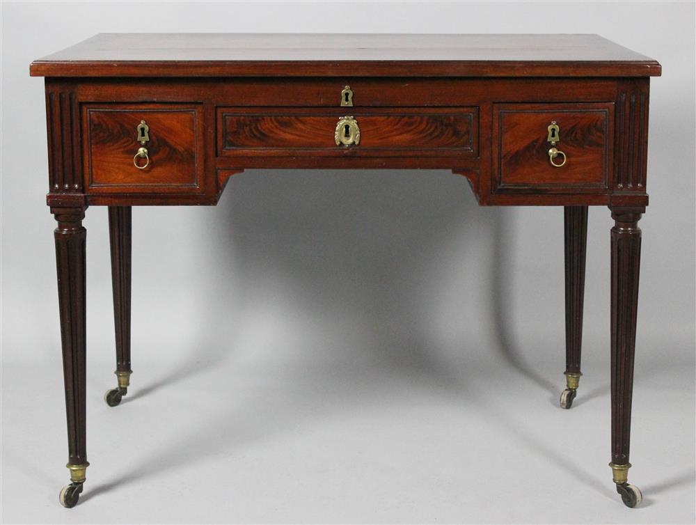 Appraisal: LOUIS XVI MAHOGANY MARBLE-INSET LIFT TOP GENTLEMAN'S DRESSING TABLE HINGED