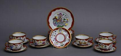 Appraisal: AUSTRIAN ART DECO TWENTY-PIECE PORCELAIN TEA SERVICE ATTRIBUTED TO THE