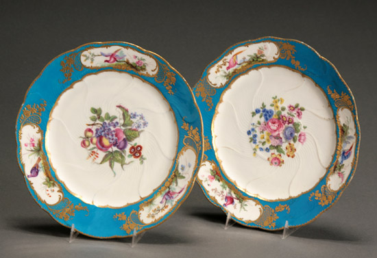 Appraisal: Pair of S vres Bleu Celeste Plates Mid- th Century