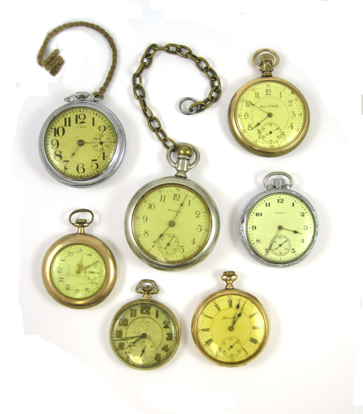 Appraisal: SEVEN AMERICAN OPEN FACE POCKET WATCHES Illinois model Autocrat grade