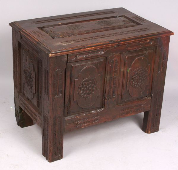 Appraisal: th- th Century English oak carved childs chest h x