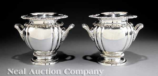 Appraisal: A Pair of Silverplate Wine Coolers marked Royal Castle Sheffield