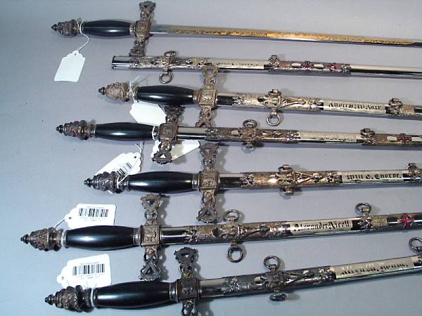 Appraisal: A lot of six Scottish Rites fraternal swords All by