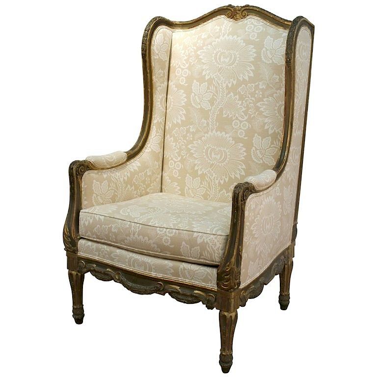 Appraisal: French Louis XVI Manner Giltwood Berg re Armchair French Louis