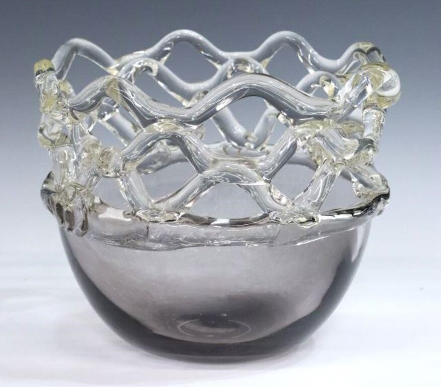 Appraisal: Italian mid-century modern Murano art glass bowl c s clear