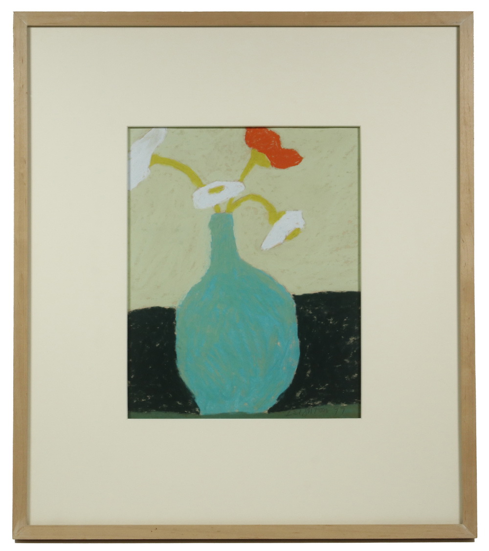 Appraisal: JUDITH LEIGHTON ME - Still Life of Aqua Vase with