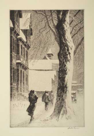 Appraisal: MARTIN LEWIS Winter on White Street Drypoint on cream wove