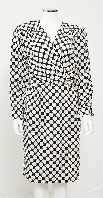 Appraisal: A s black and white spotted Yves Saint Laurent robe