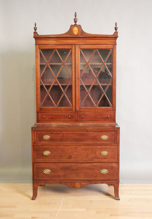 Appraisal: Hepplewhite style mahogany secretary h w