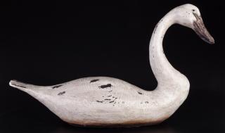 Appraisal: Vintage Wood Swan Decoy White painted wood swan decoy Measures