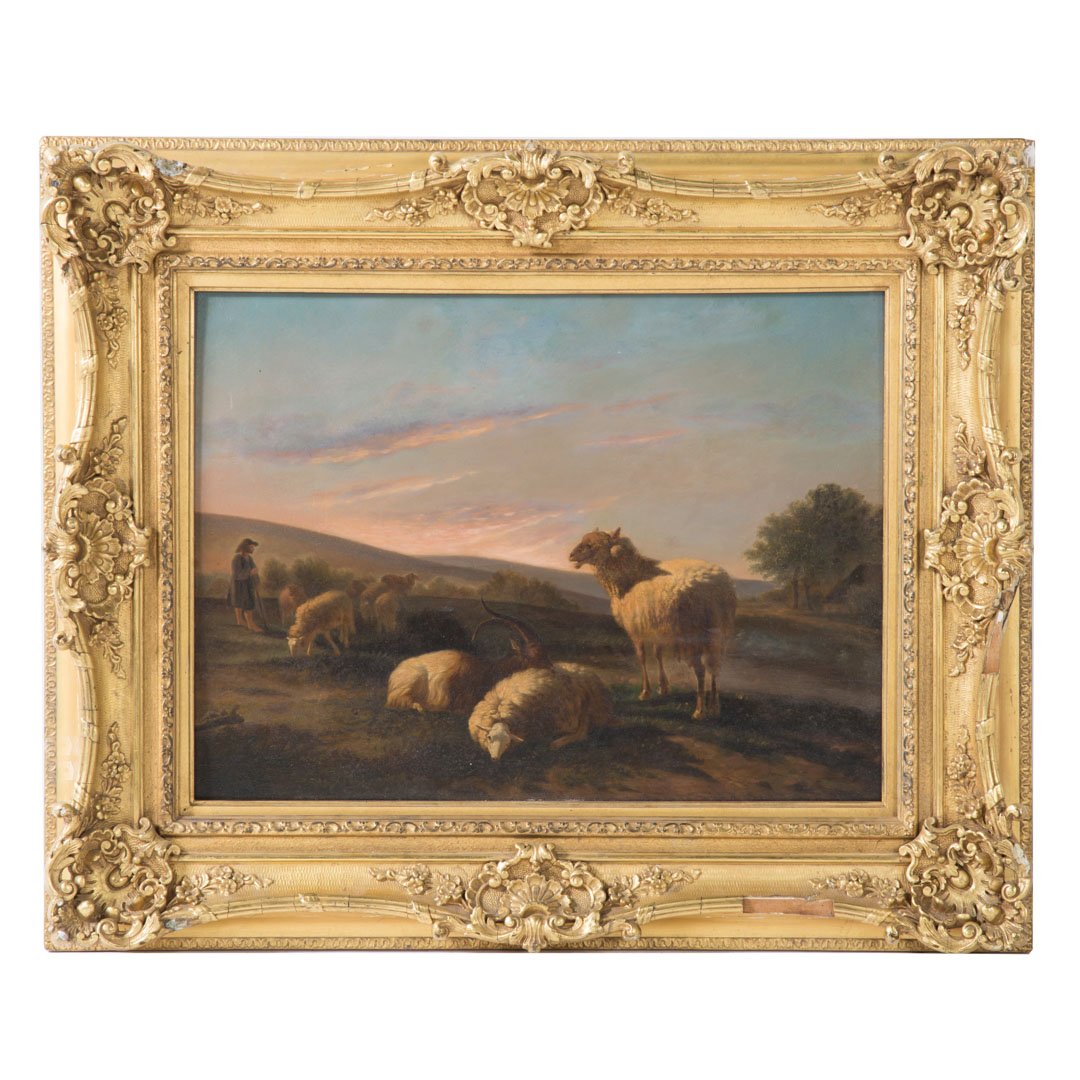 Appraisal: Continental School th c Grazing Sheep oil oil on panel