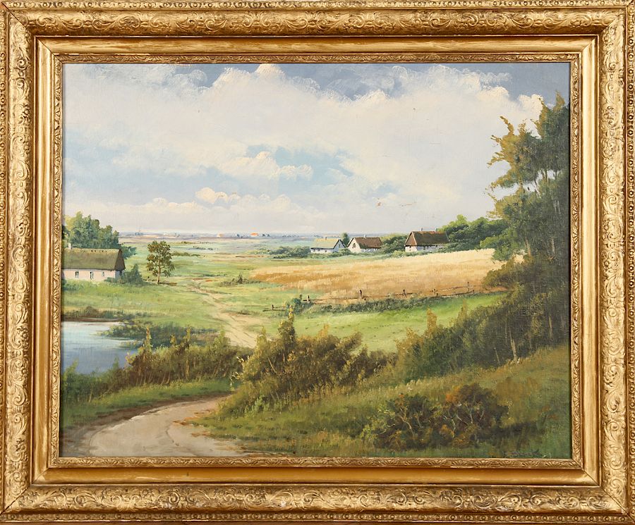 Appraisal: E BLACK SUMMER LANDSCAPE OIL ON CANVAS SIGNED E Black