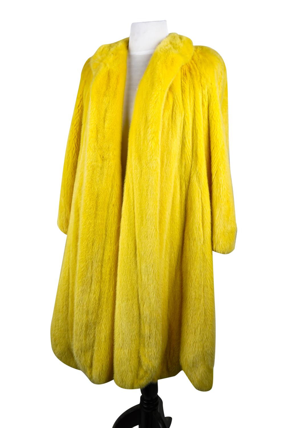 Appraisal: SORBARA YELLOW FUR COATmonogrammed inside PMG inches chest width shoulder