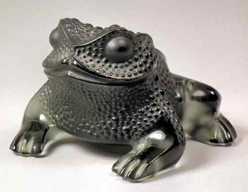 Appraisal: A Lalique smoked glass model of a toad ins overall