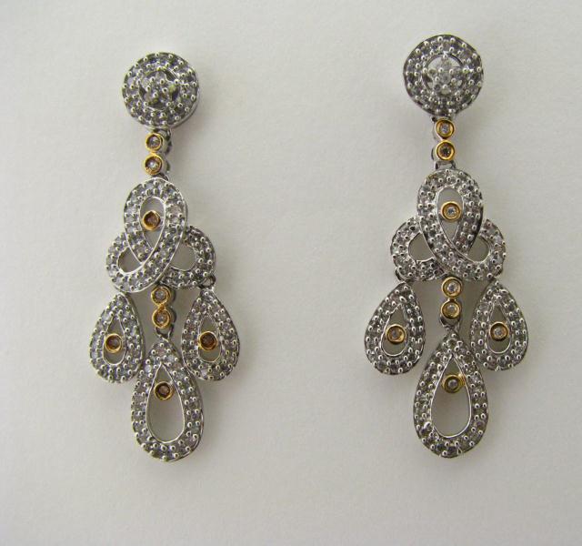 Appraisal: Pair of K White Gold Chandelier Diamond Earrings approximately ct