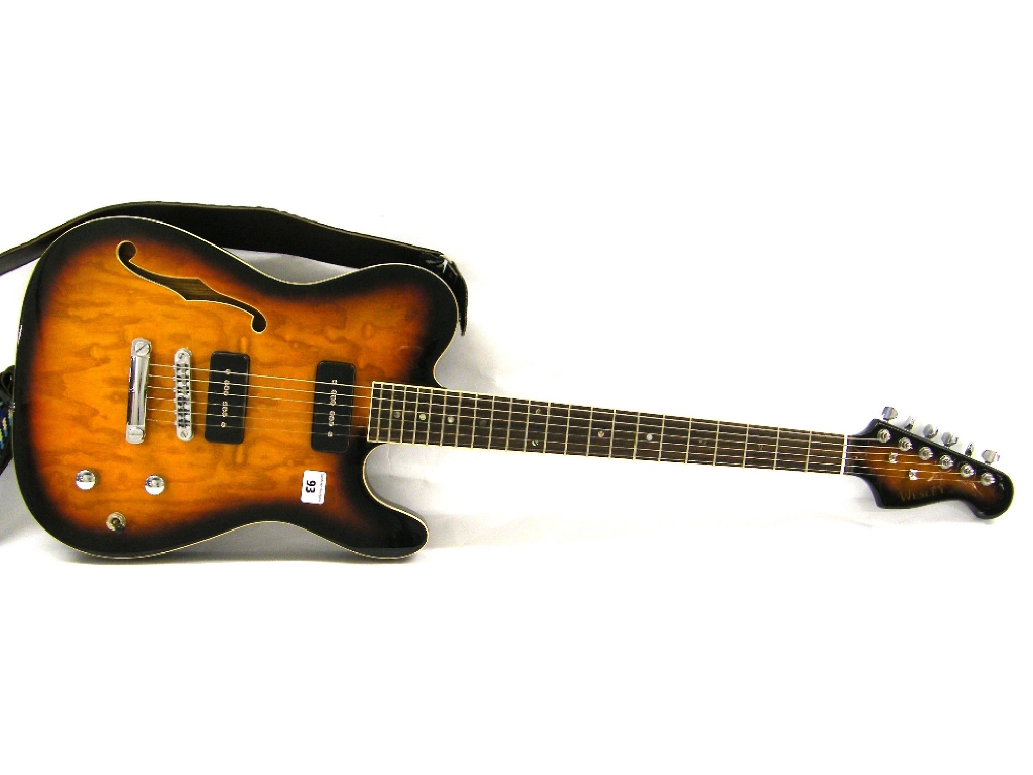 Appraisal: Wesley Thinline Telecaster style electric guitar sunburst finish electrics appear