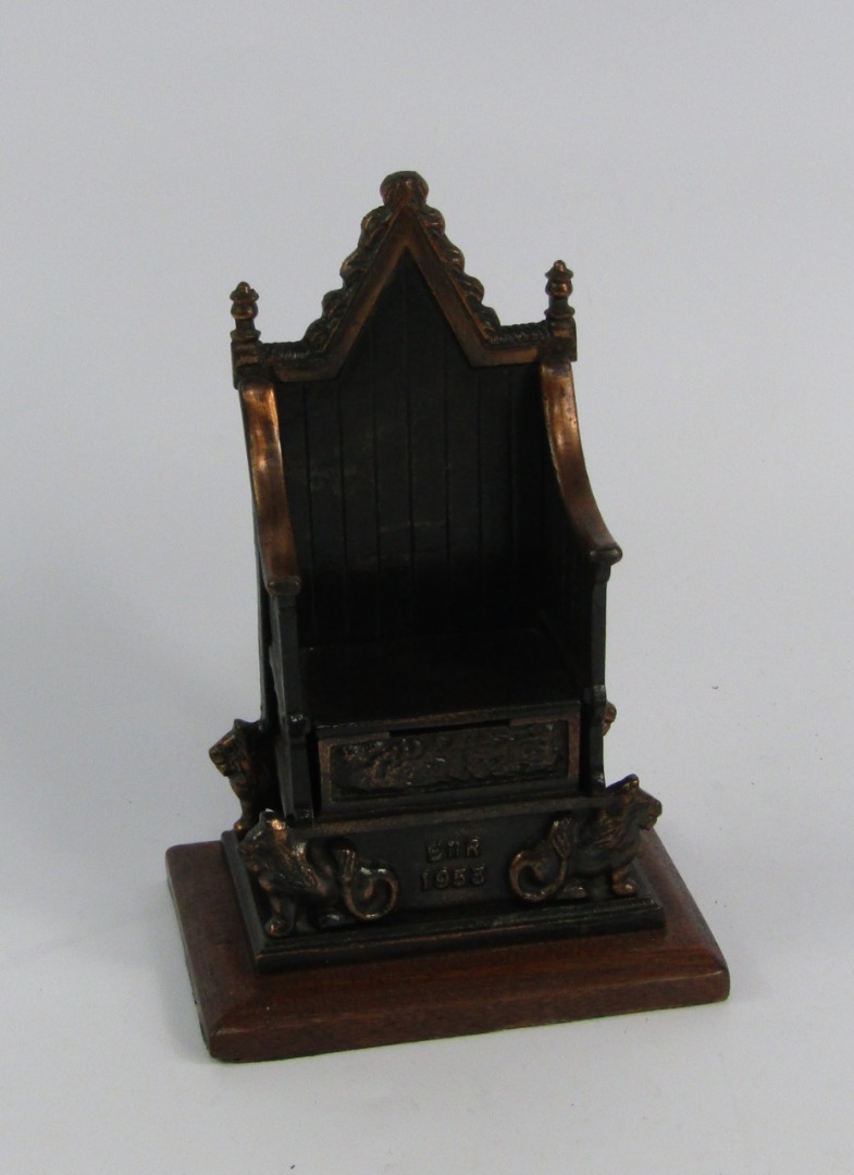 Appraisal: A Harper cast metal money box of the Coronation Throne