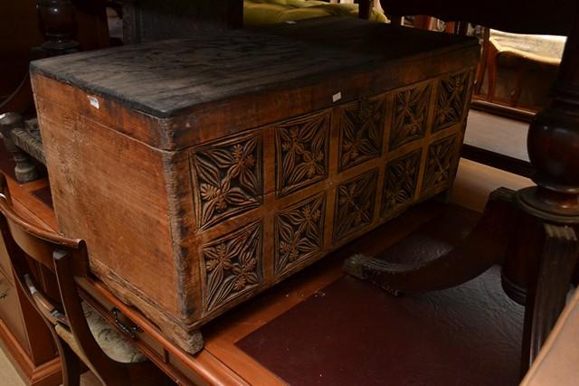 Appraisal: A RUSTIC AFGHAN CEDAR DOWRY CHEST A RUSTIC AFGHAN CEDAR