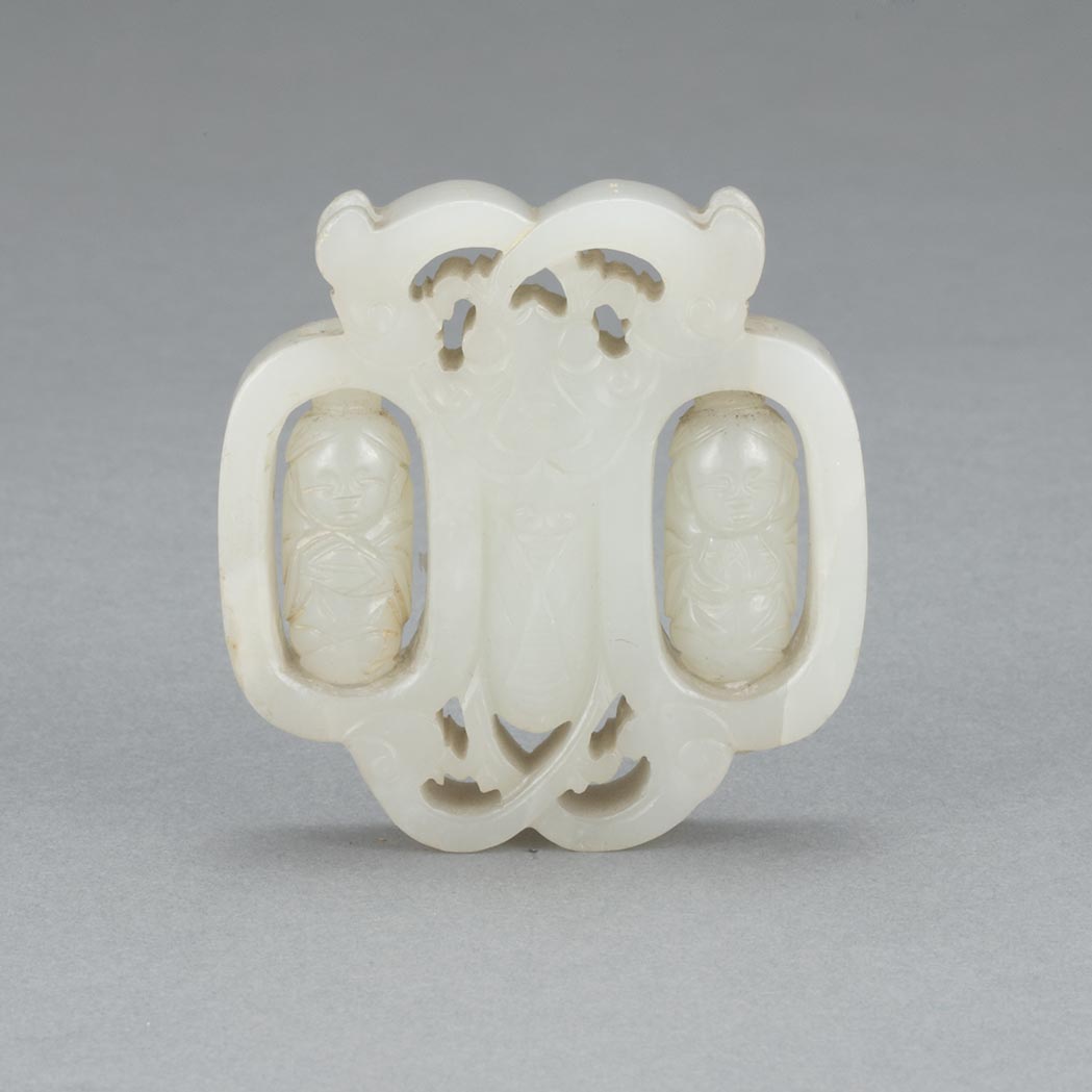 Appraisal: Chinese Celadon Jade Pendant th Century Carved as a butterfly