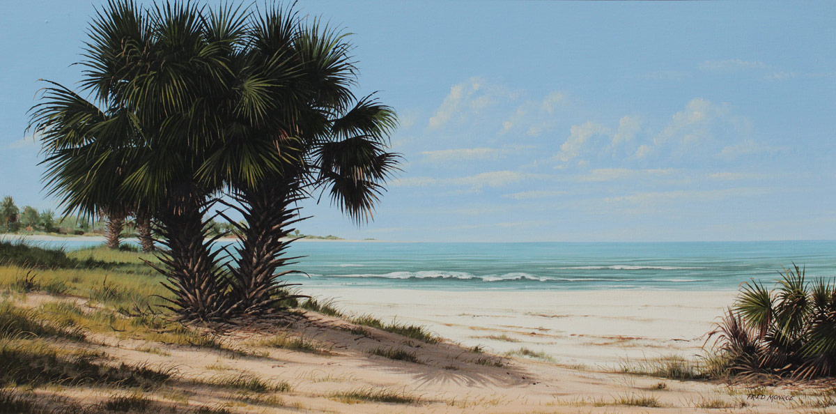 Appraisal: MONROE Fred American - Florida Beach Scene Oil Canvas ''