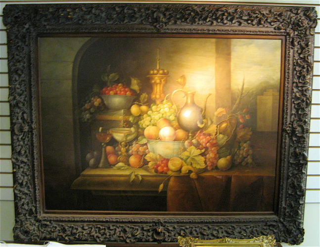 Appraisal: AMERICAN SCHOOL th century oil on canvas Still life with