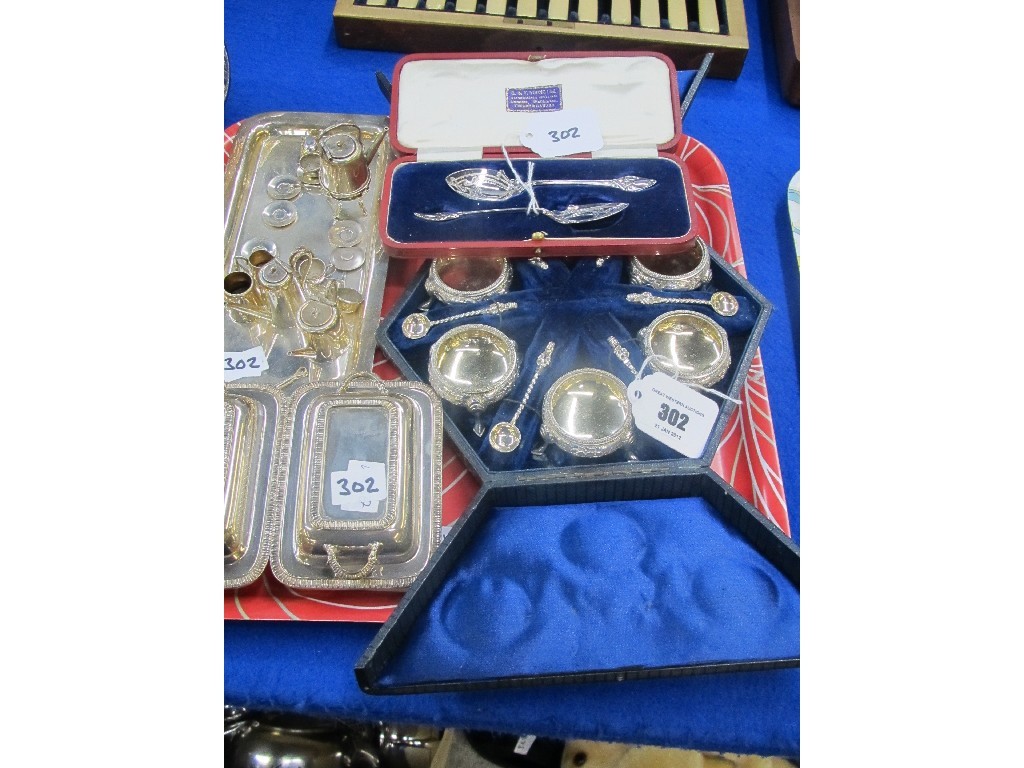 Appraisal: Lot comprising cased set of six EP salts cased pair