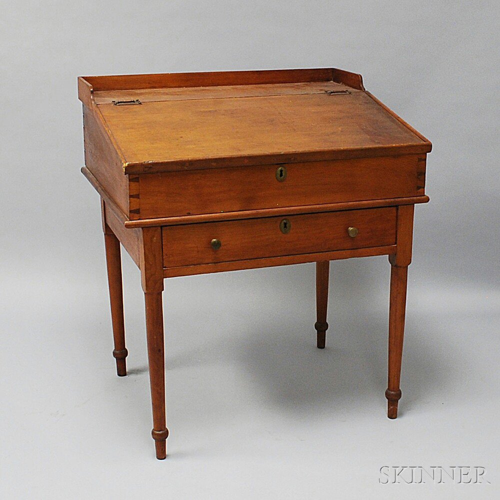 Appraisal: Pine Lift-top Schoolmaster's Desk New England th century the lid