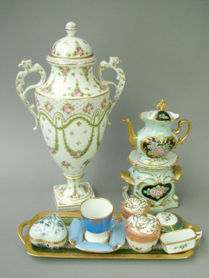 Appraisal: French porcelain vase and cover of baluster form with scrolling