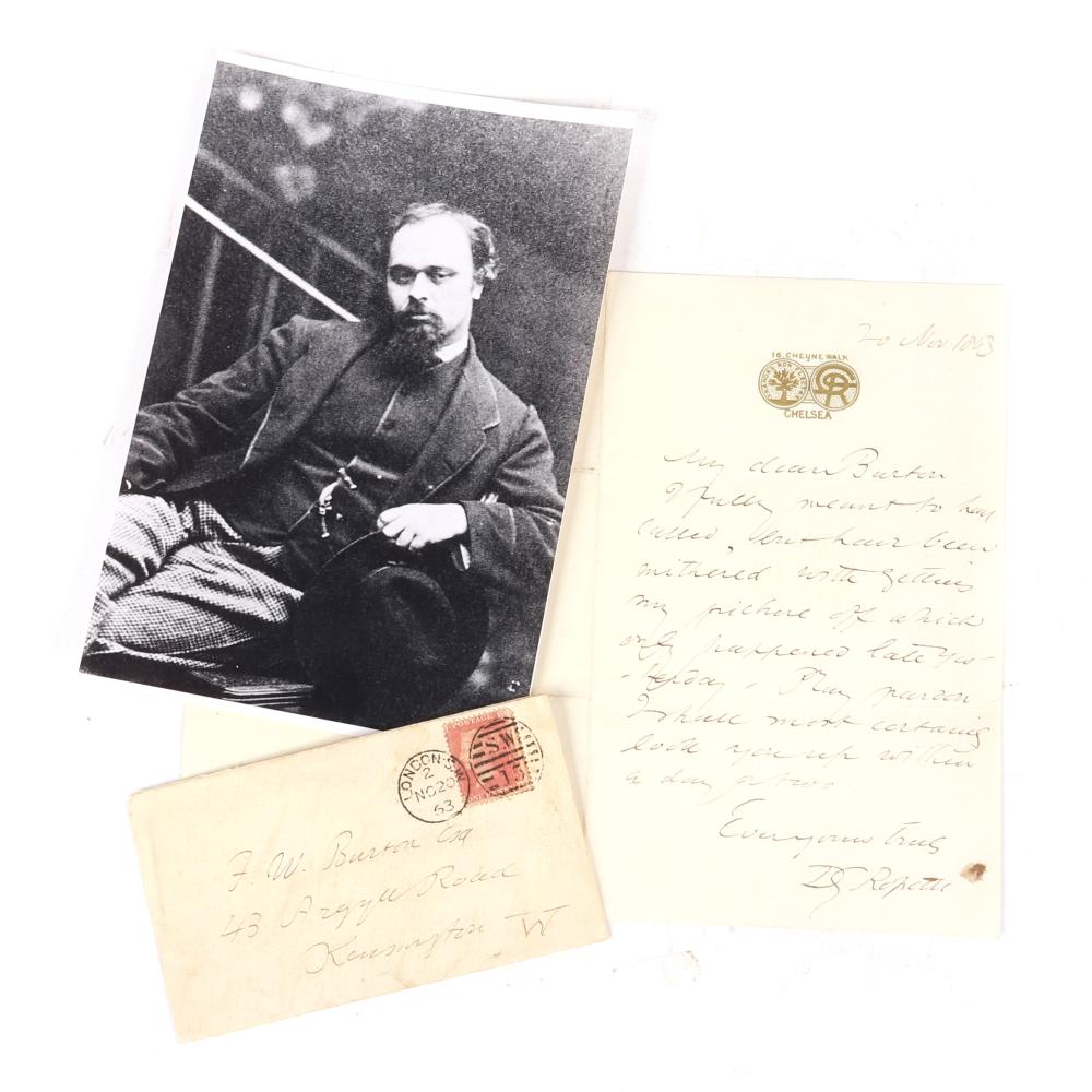 Appraisal: DANTE GABRIEL ROSSETTI - LETTER STAMPED ENVELOPE AND AUTOGRAPH TO