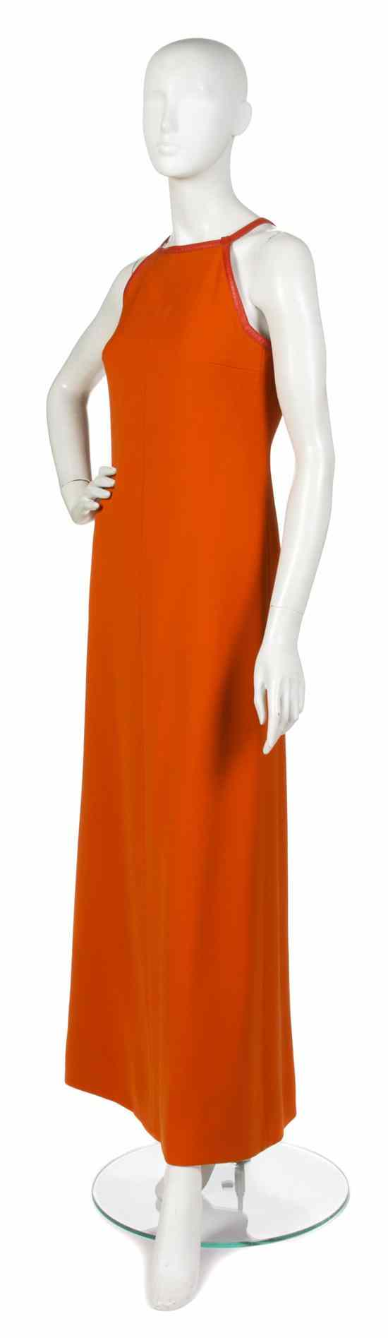 Appraisal: A Courreges Orange Wool Crepe Evening Gown s with orange