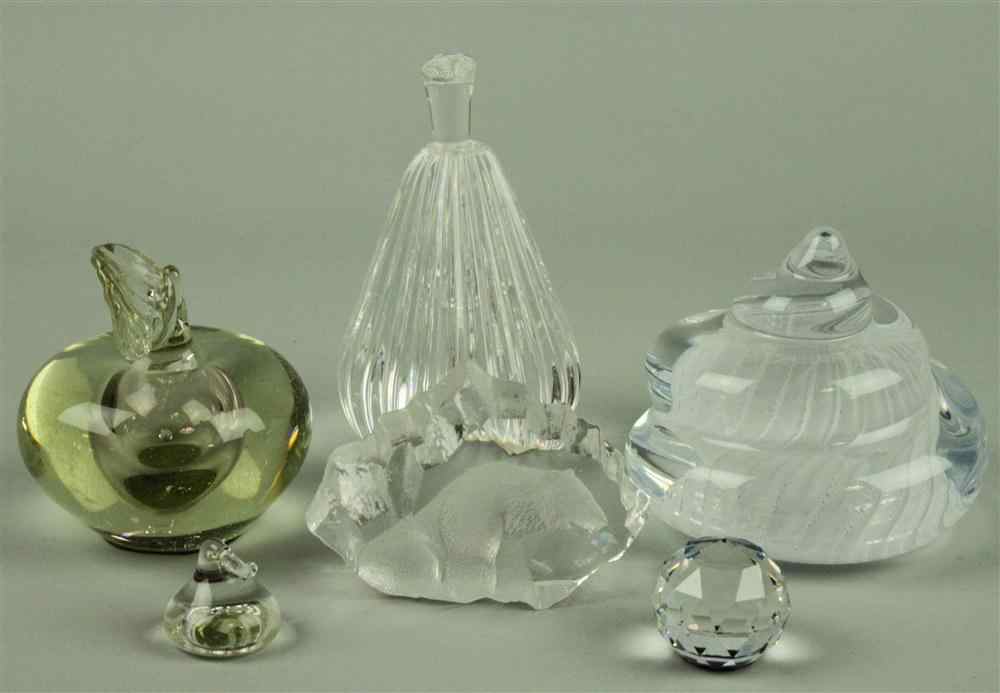 Appraisal: GROUP OF GLASS PAPERWEIGHTS including a Waterford reeded pear a