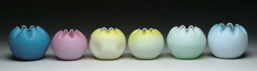 Appraisal: SIX SATIN GLASS ROSEBOWLS Lot consists of six matte finish