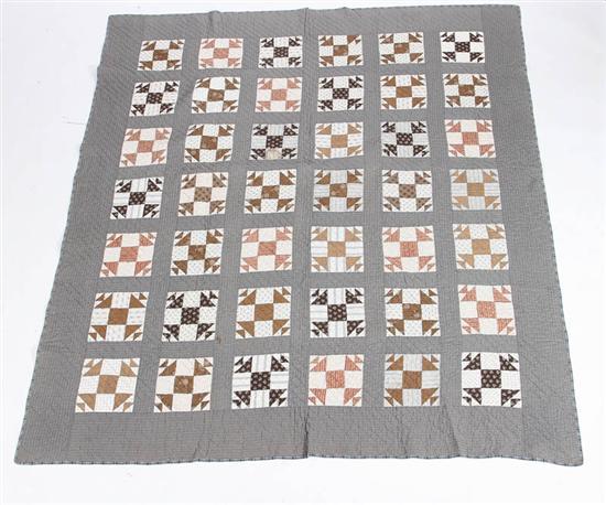 Appraisal: PIECED QUILT Hand sewn Ohio quilt in grey white and