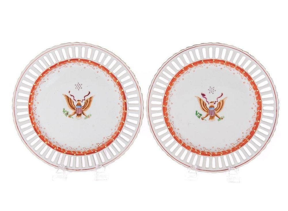 Appraisal: Pair Royal Vienna 's American Eagle Plates Pair Royal Vienna