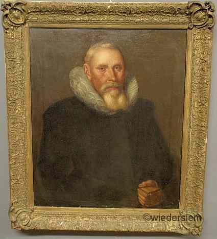 Appraisal: Oil on canvas Tudor style portrait of Giles Tayspill inscription